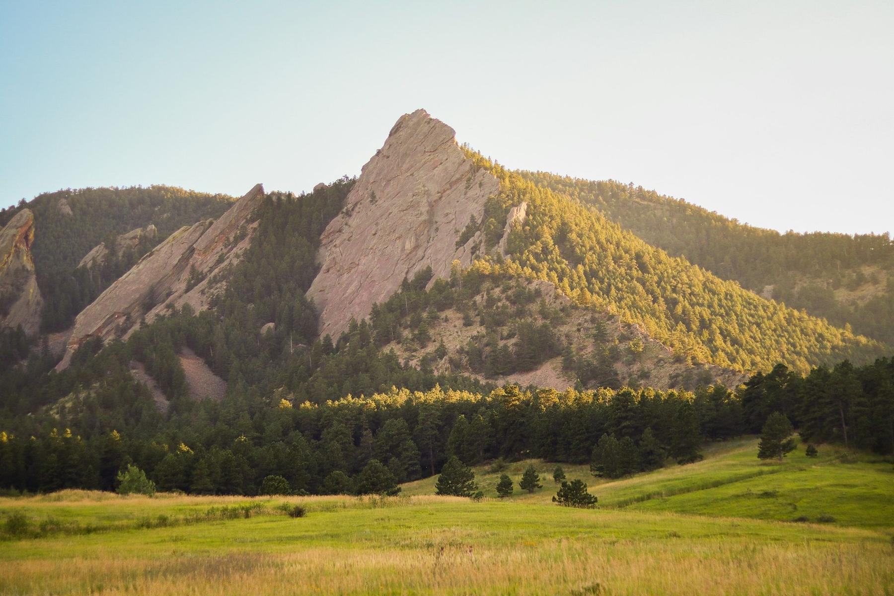 The Flatirons above the Chautauqua Park meadow in Boulder.