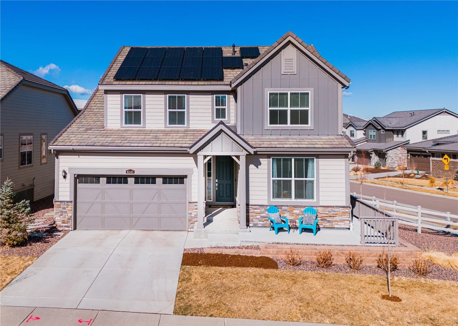 Newer two-story home with rooftop solar in north Broomfield.