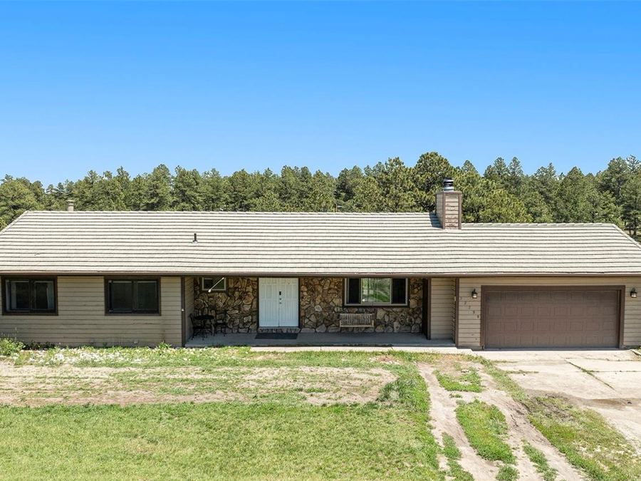 Front of 32358 Pine View Drive, Kiowa, Colorado, sold by Steve Calley.