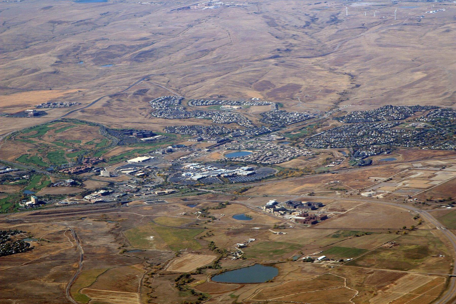 Aerial view of Superior and the plains around it.